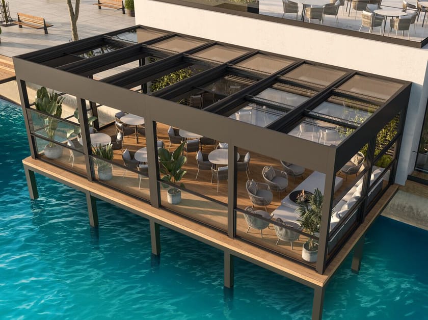 Стеклянная крышка для биоклиматической перголы GLM Outdoor Solutions GUILLOTINE G120D ARCH-00097275