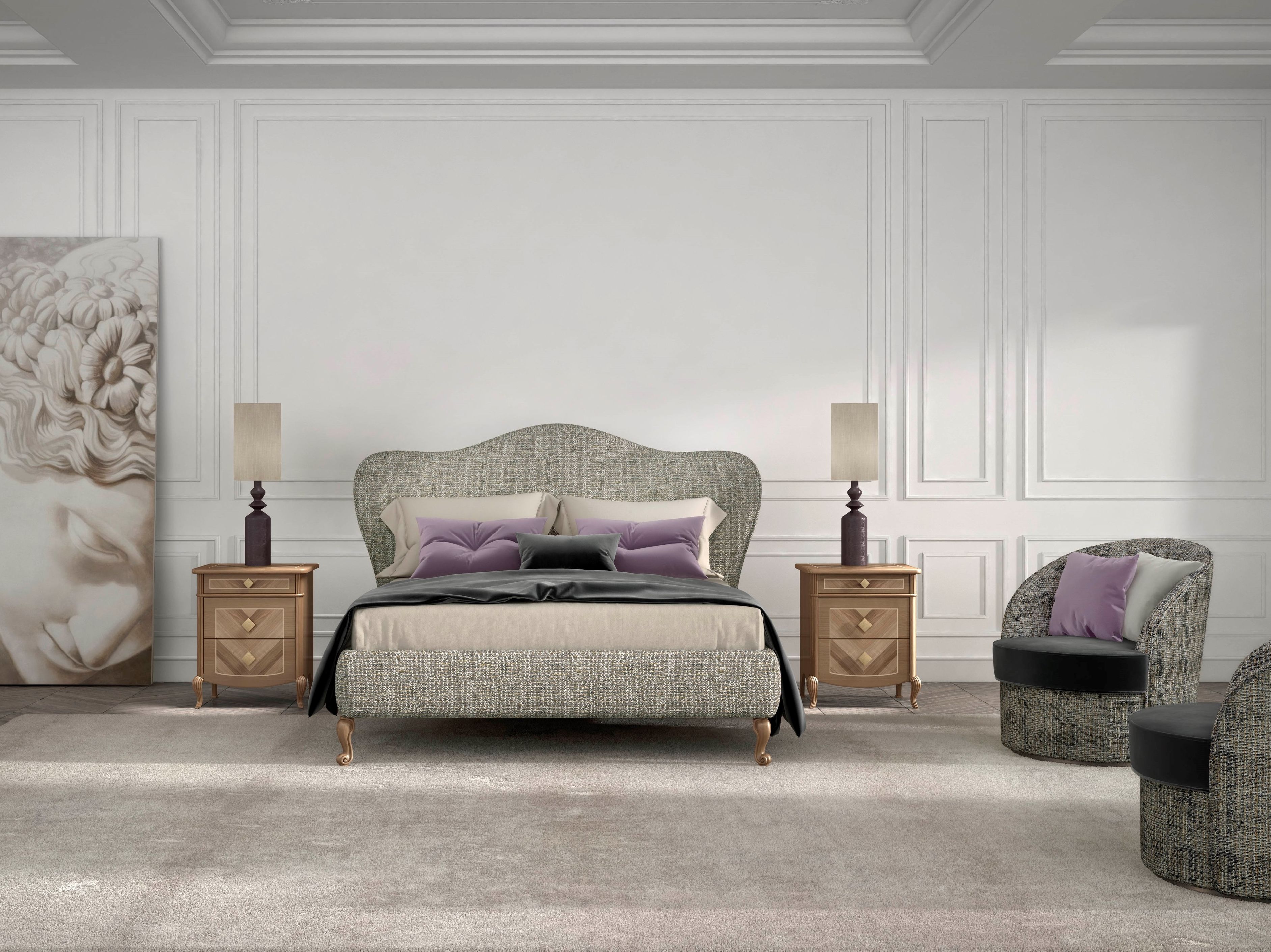 Двуспальная кровать с мягким изголовьем CASA +39 FLY ARCH-00075914 - Вид №1