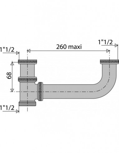 380100 009 00  Трубка для мойки с 2 чашами, регулируемое межосевое расстояние, выход 1 "1/2, латунь Valentin Латунь  - Вид №2