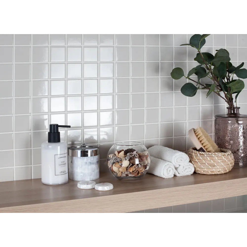 Мозаика керамическая Smart Mosaic Homework Grey Glossy 30.6x30.6 см цвет серый 82909311 STLM-2139790 - Вид №4