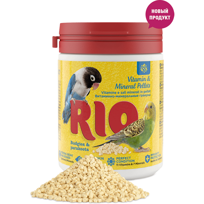 ПР0053599 Лакомство для птиц Витаминно-минеральные гранулы для волнистых и средних попугаев 120г RIO 