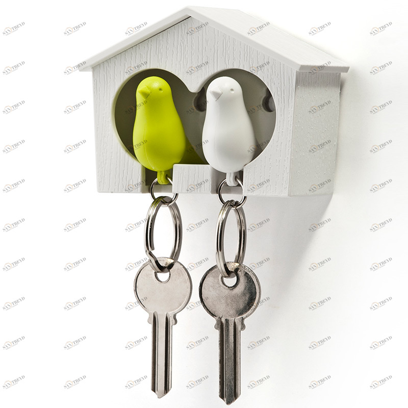 Держатель+брелок для ключей двойной sparrow белый-зеленый QUALY  253168 Зеленый 