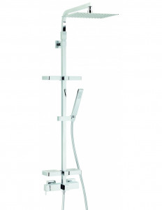 668100 000 00  Комбинация для душа Touareg, механический смеситель, квадратная форма, с полками для хранения, массивная хромированная латунь Valentin Хром