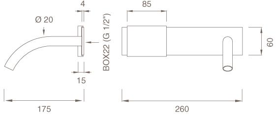 Ceadesign Смеситель для умывальника из нержавеющей стали с гидропрогрессией настенный Regolo Reg 02 - Вид №6
