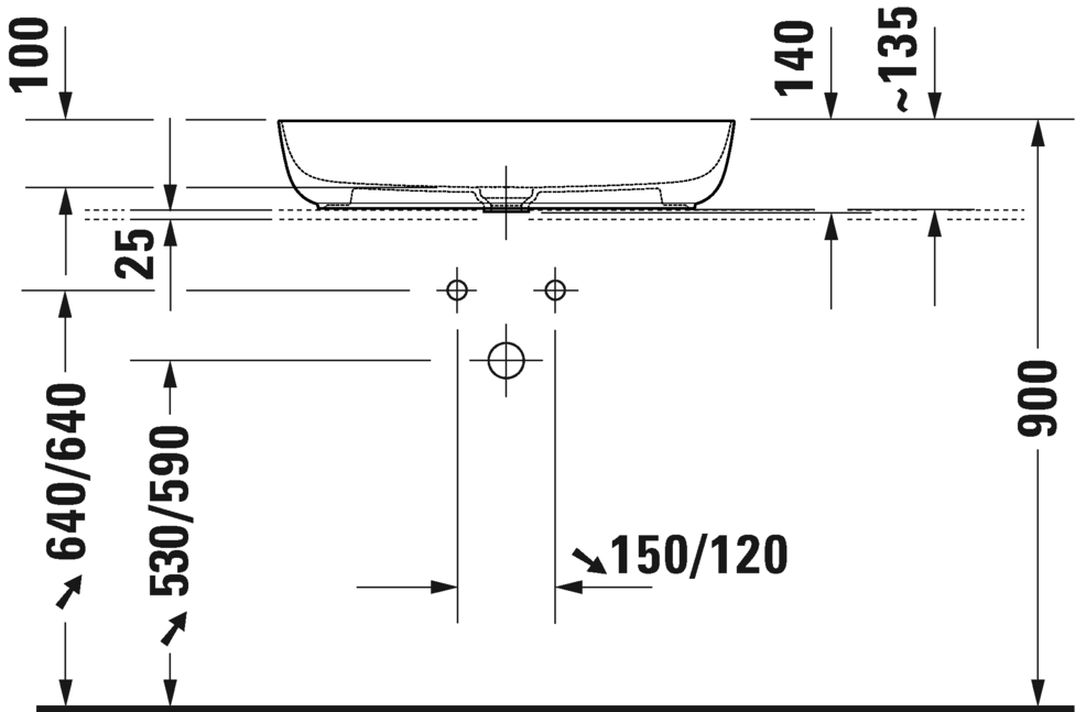0379702300 Накладная раковина на столешницу  овальная Duravit Luv - Вид №3