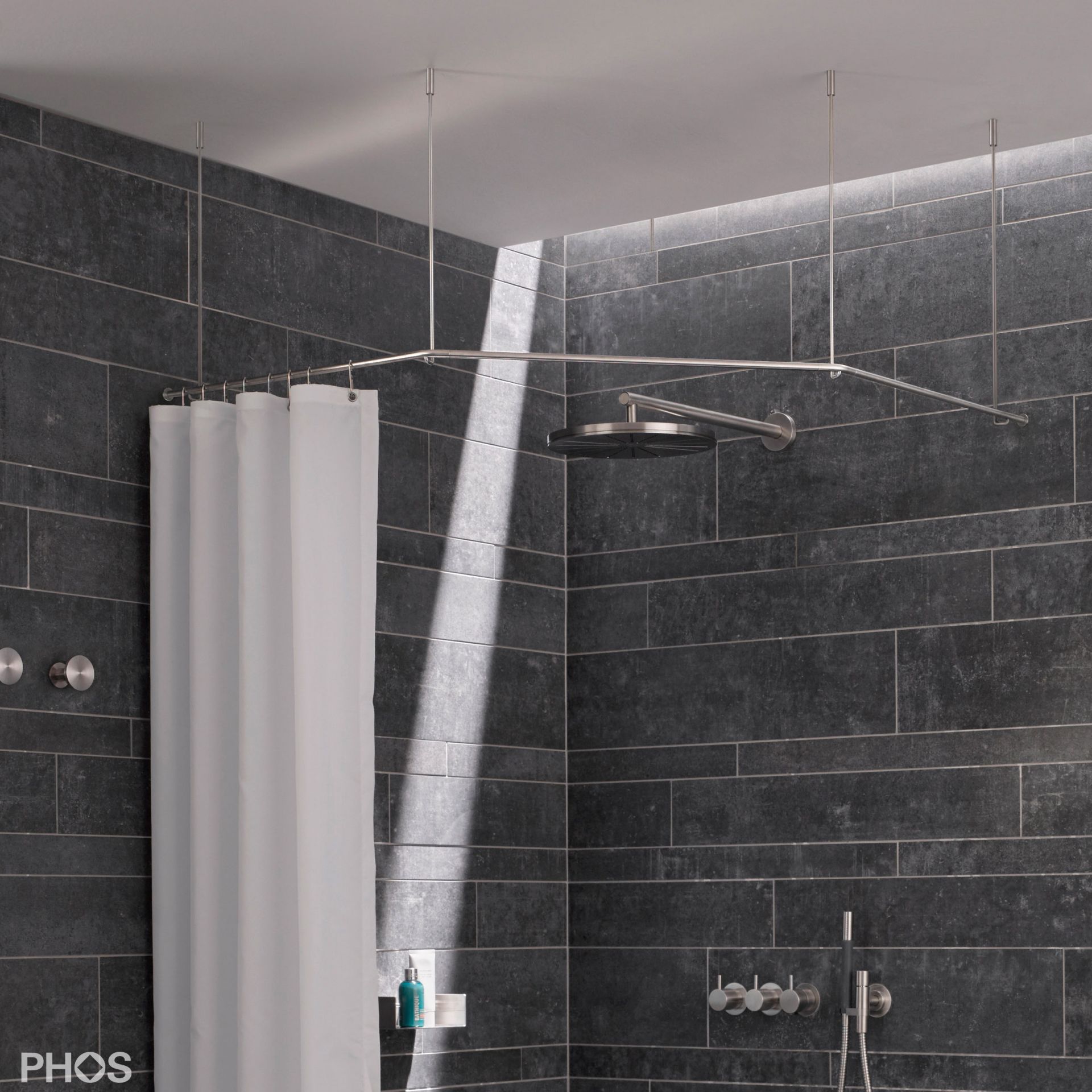 DSFE1050F Пятиугольный карниз для душевой занавески, 105 x 105 см, для крепления к потолку PHOS 