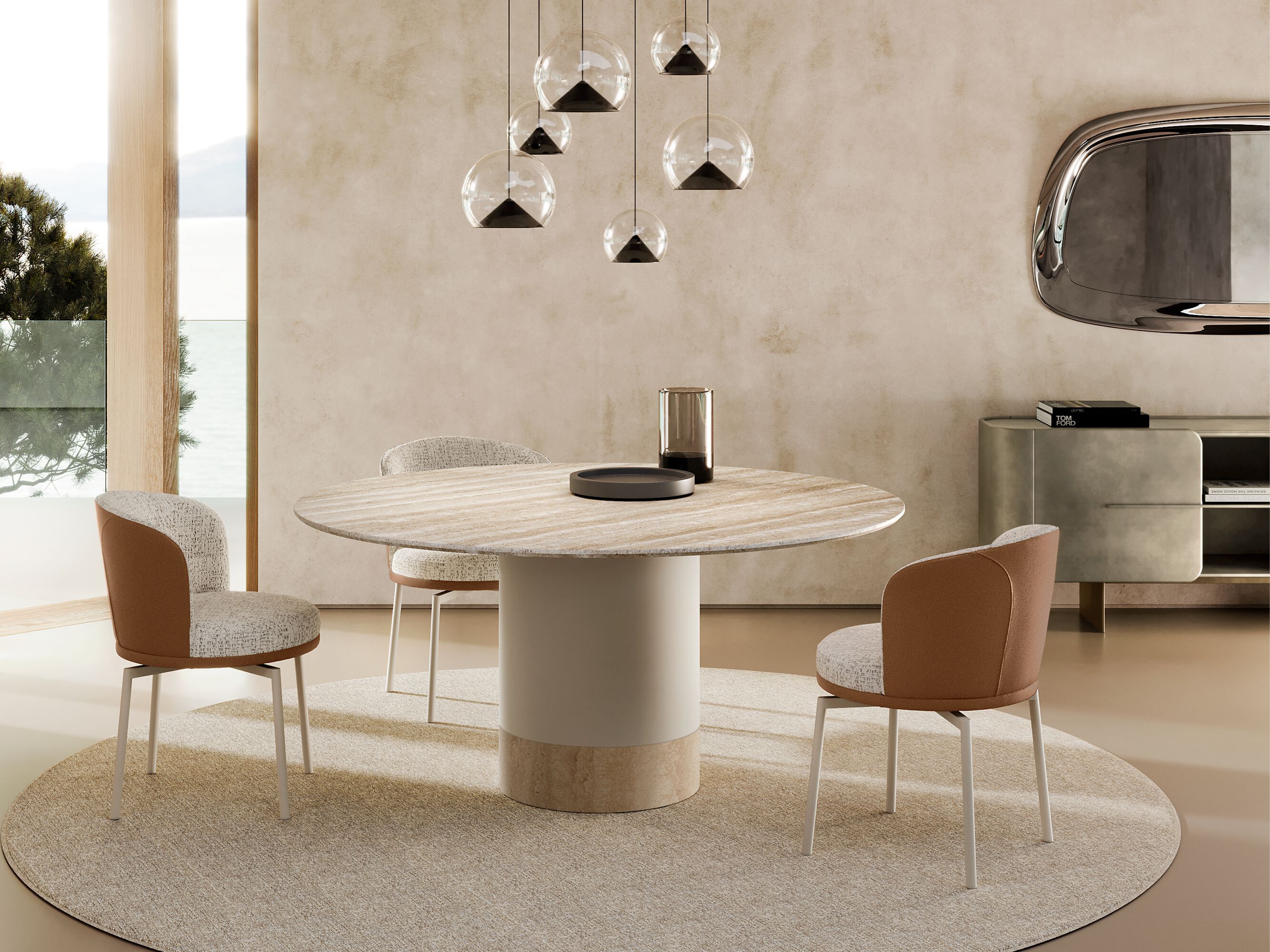 Круглый мраморный стол с металлическим основанием EFORMA Cilindro ARCH-00116686 - Вид №1