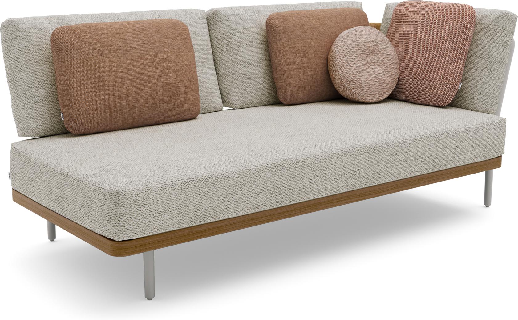 Левое угловое двойное сиденье кремень teak Manutti Flex MNST517