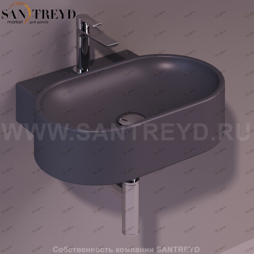 FL17ANTRACITEMATT Подвесная раковина настенная овальная Simas Flow черная