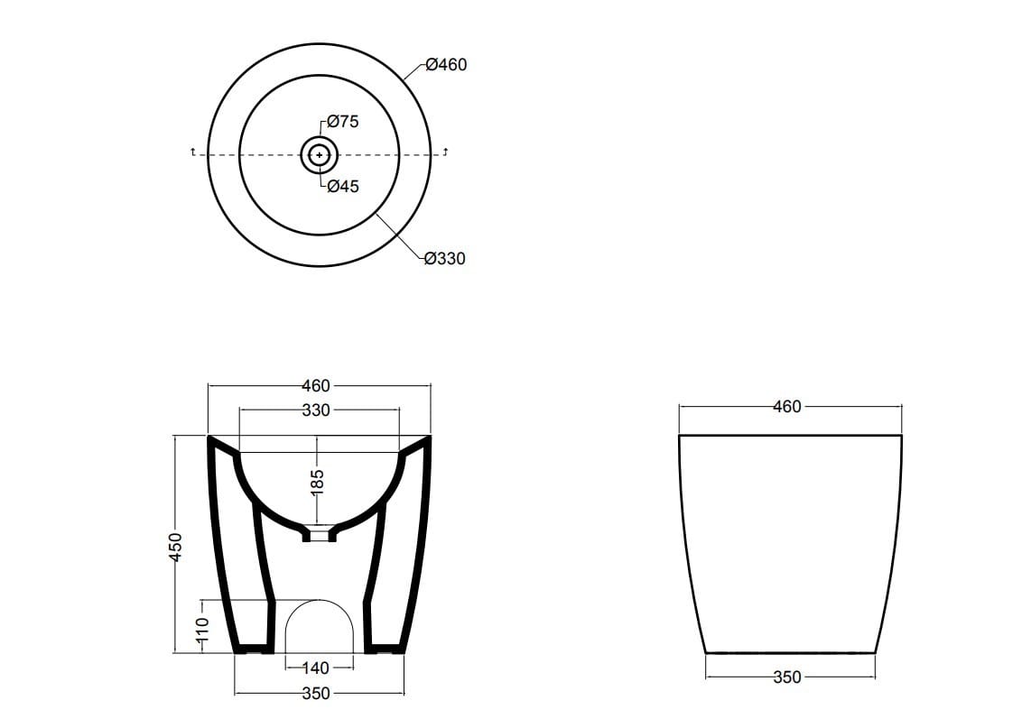 Керамическая круглая раковина Axa DP ARCH-00054636 - Вид №3