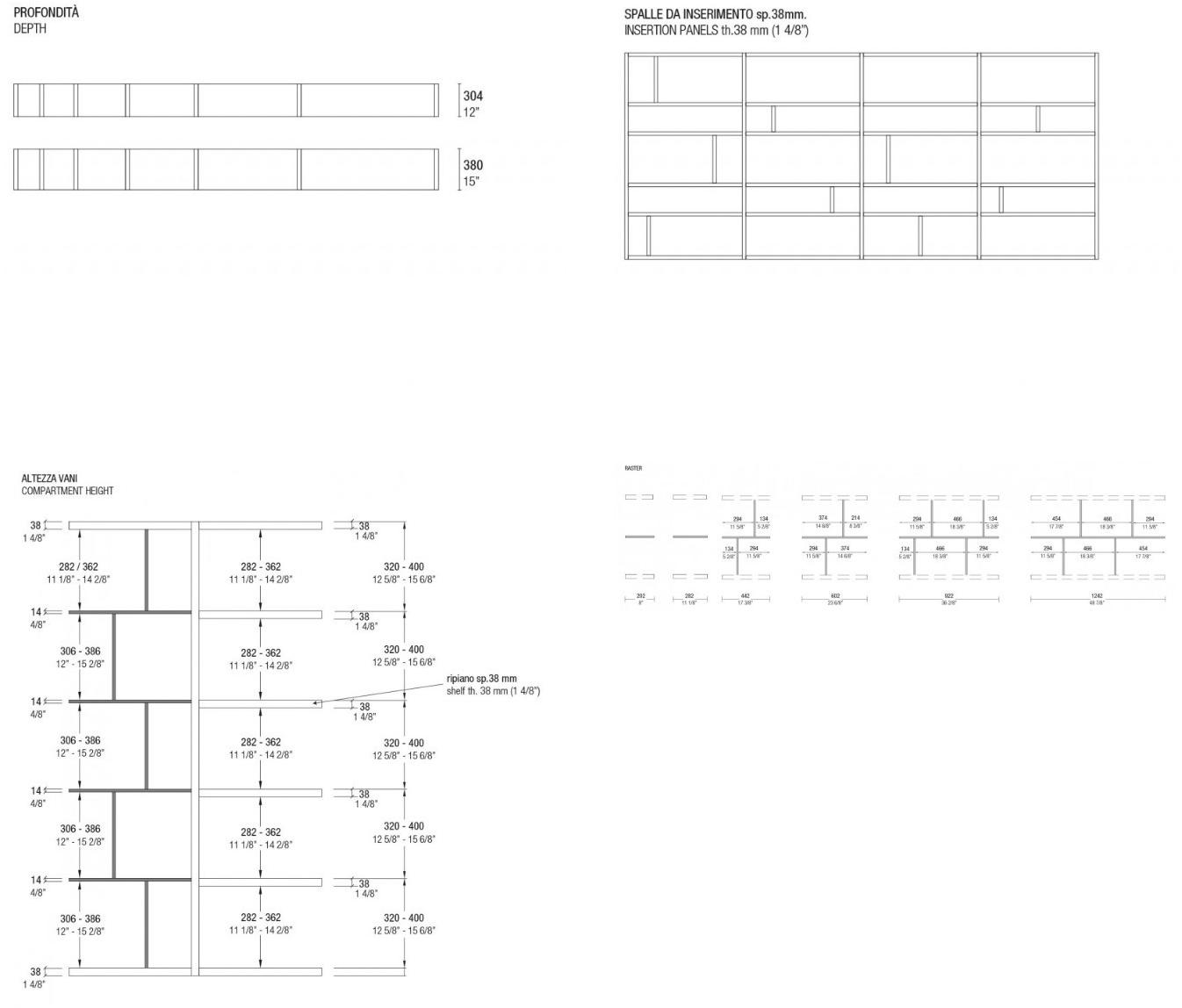 MisuraEmme Модульный книжный шкаф с ящиками и подвесным модулем Misuraemme sun-id-1346323 - Вид №4