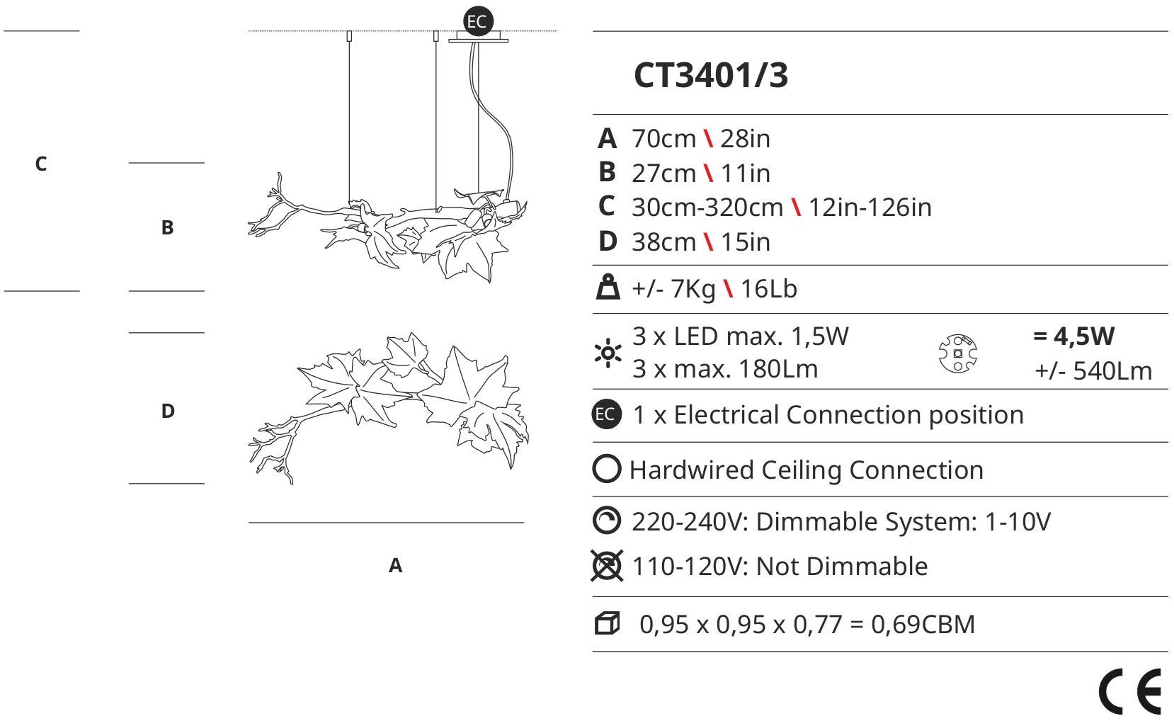 Serip Светодиодный подвесной светильник из муранского стекла Folio Ct3401/3 - Вид №1