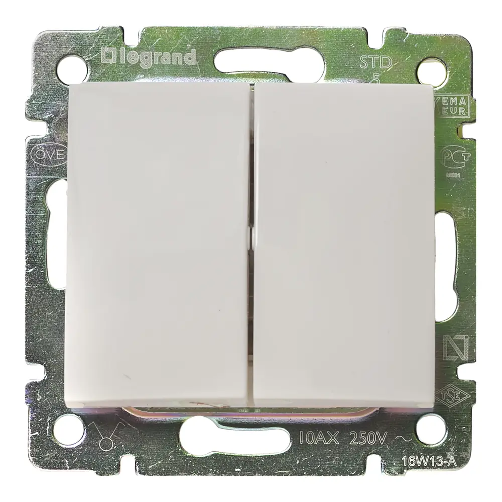 Выключатель двухклавишный Legrand Valena Classic белый для скрытого монтажа 10320403 STLM-1102316