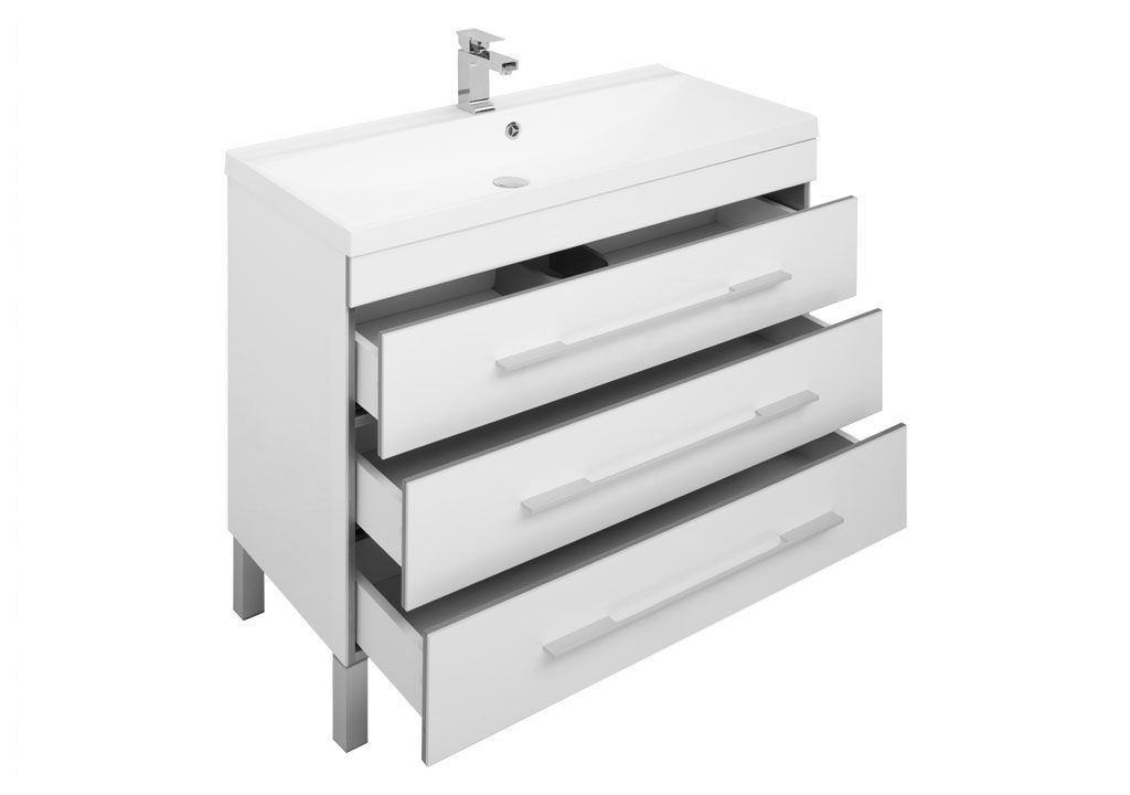 Тумба с раковиной Aquanet Верона NEW 100 белый (напольная 3 ящика) 0017847100204096 - Вид №3