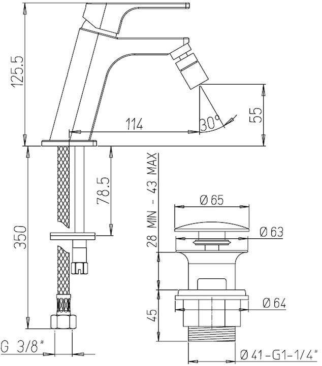 Paini Atacama WWCR306TSR смеситель для биде  - Вид №1