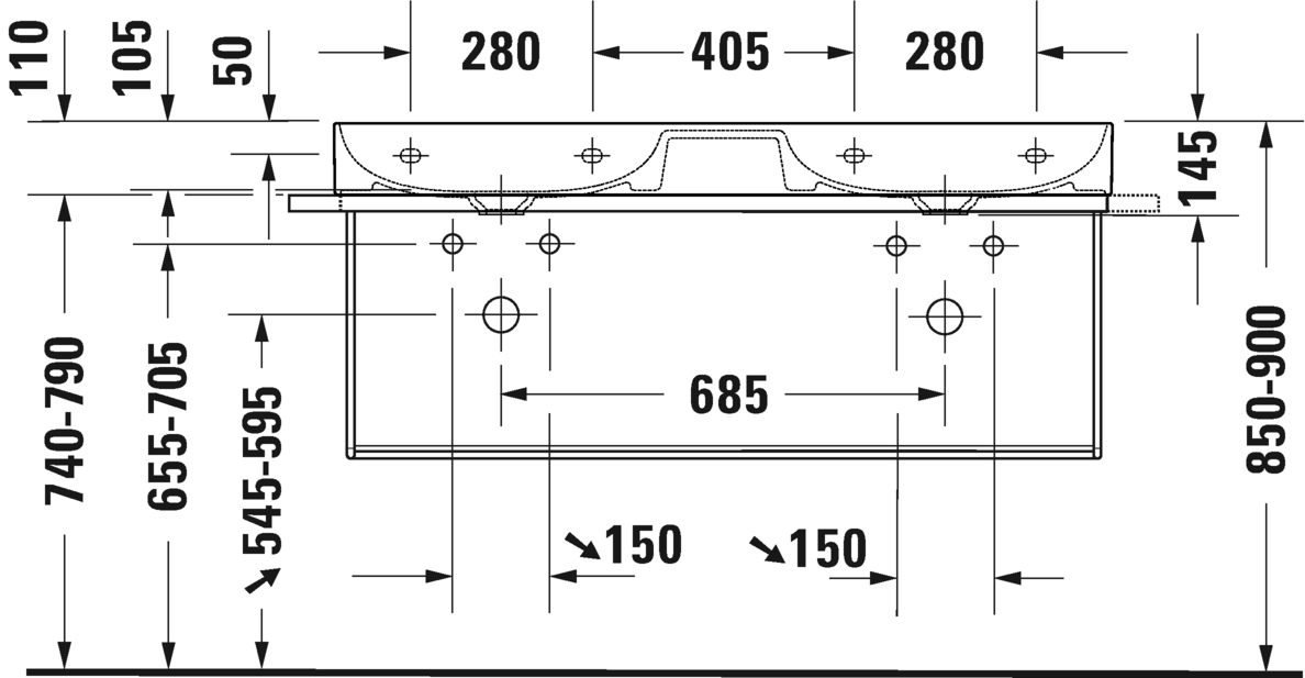2353120070 Подвесная раковина настенная овальная Duravit DuraSquare - Вид №5