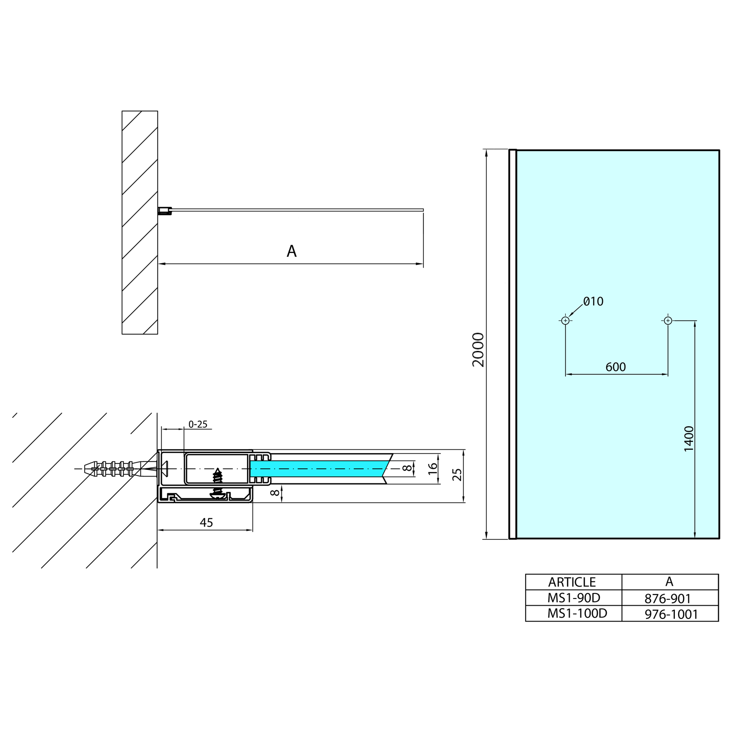 MS1-90-D Polysan Душевые ширмы MODULAR SHOWER  - Вид №3