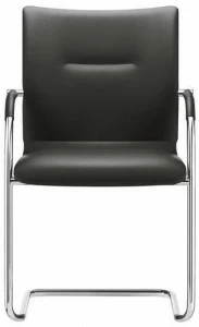 Brunner Штабелируемое кожаное кресло на консолях с подлокотниками Plaza