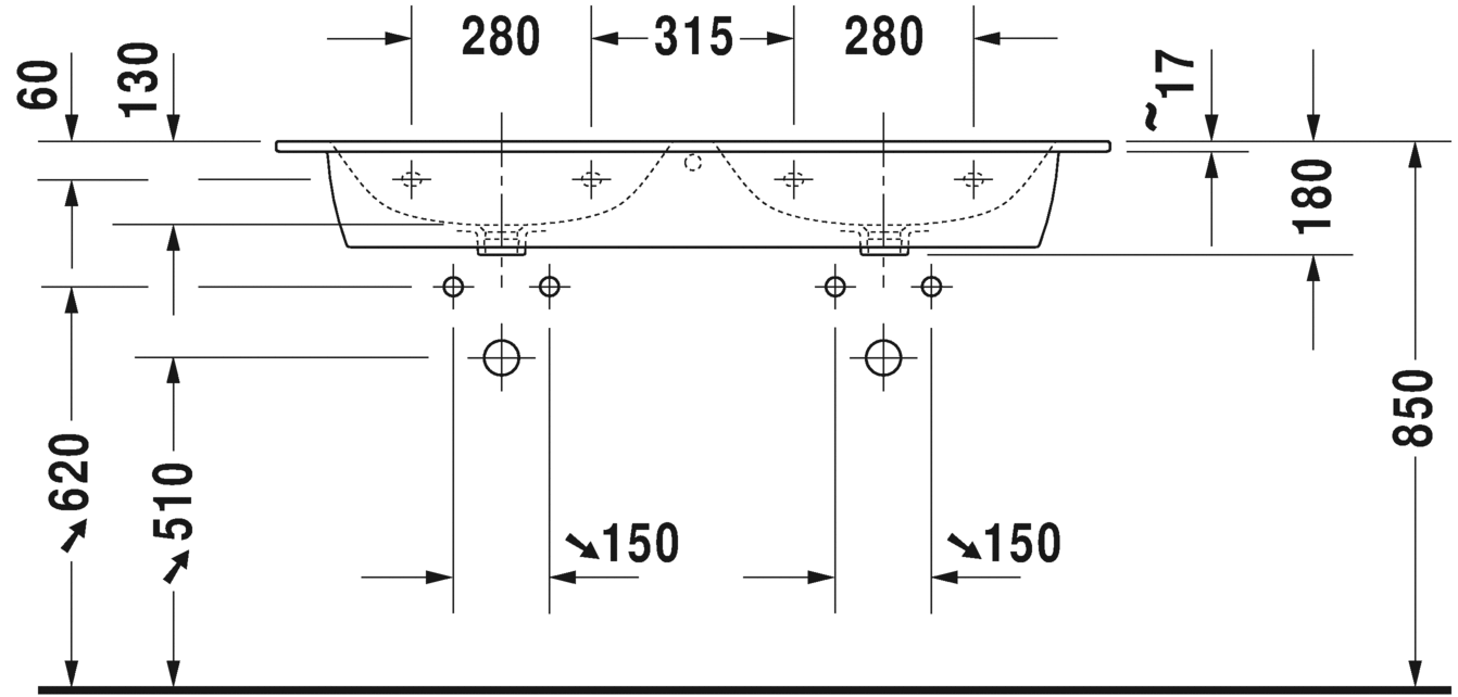 2336133258 Подвесная раковина настенная овальная Duravit ME BY STARCK - Вид №3