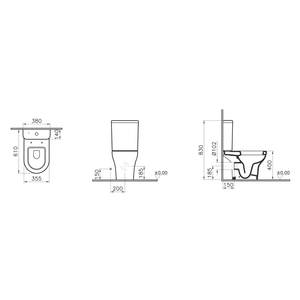 Унитаз-компакт Vitra Stern горизонтальный выпуск двойной слив STLM-2185206 - Вид №9