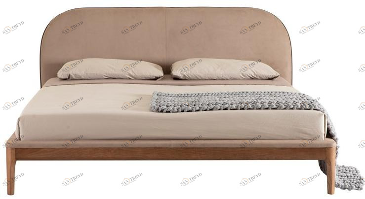 Tonin Casa Двуспальная кровать из нубука с мягким изголовьем sun-id-1430985