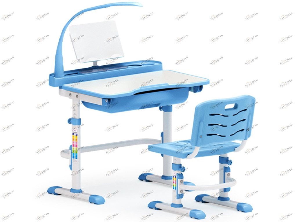 Растущая парта и стул, с лампой, белая, голубая MEALUX EVO  261514 Белый;голубой Santreyd 