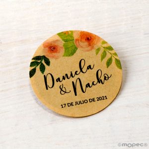 X442 PERS. 12 Индивидуальные крафт-стикеры «розовые цветы» Dekoraniaevents Bodas