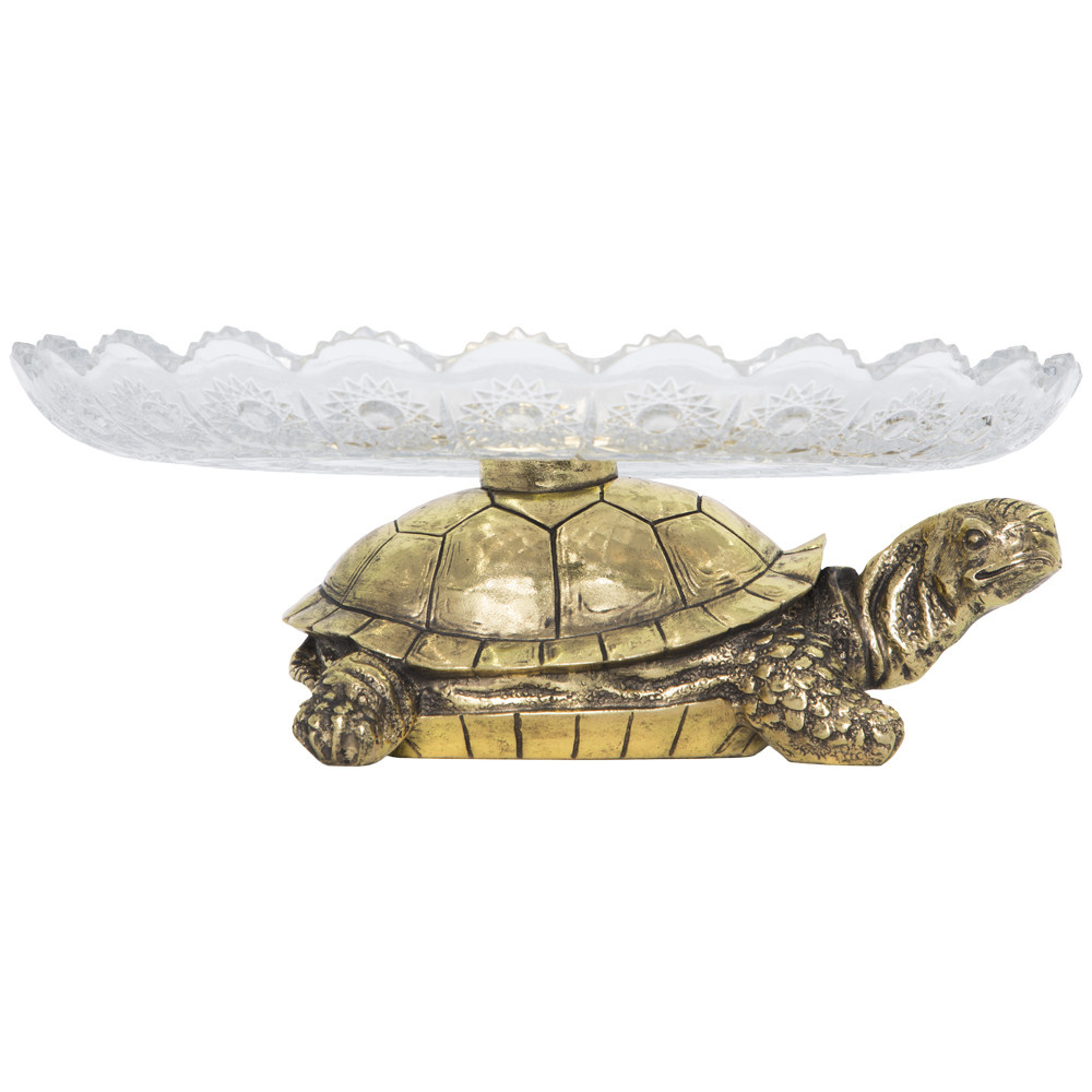 52096 BOGACHO Фруктовница-конфетница Черепаха - 7 Бронза мрамор / стекло  - Вид №1