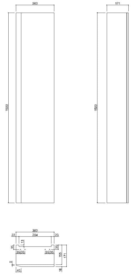 Высокий подвесной шкаф для ванной комнаты из МДФ Ponte Giulio Hug ARCH-00000471 - Вид №4