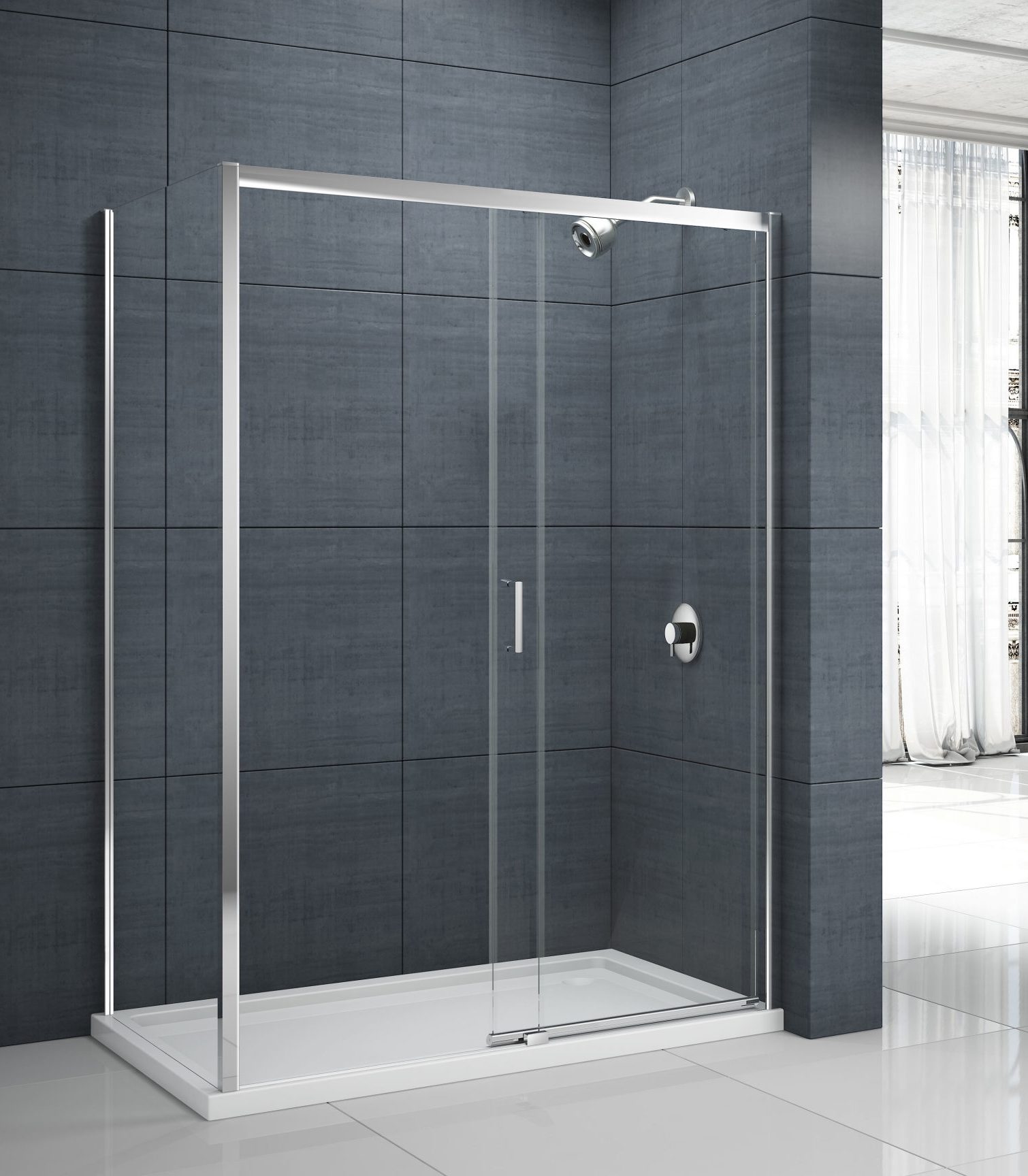 Дверь душевая для установки с боковой панелью MBLA1000L Merlyn MBOX Хромированный  - Вид №1