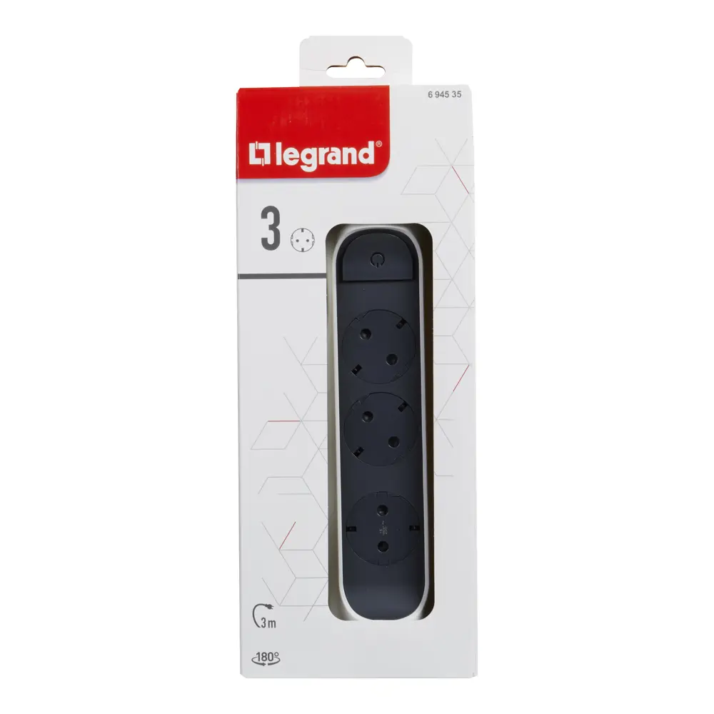 Удлинитель бытовой Legrand Комфорт 3 розетки с заземлением 3x1.5 мм 3 м 3680 Вт цвет черно-белый 88503052 STLM-2008223  - Вид №4