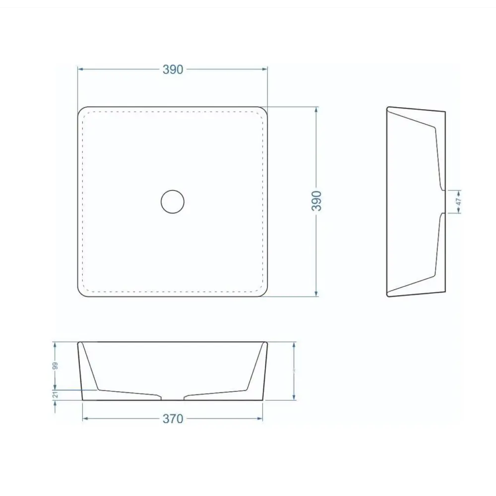 Раковина Square 390 накладная 39 см цвет графит 89149548 STLM-2113526 Santreyd - Вид №3