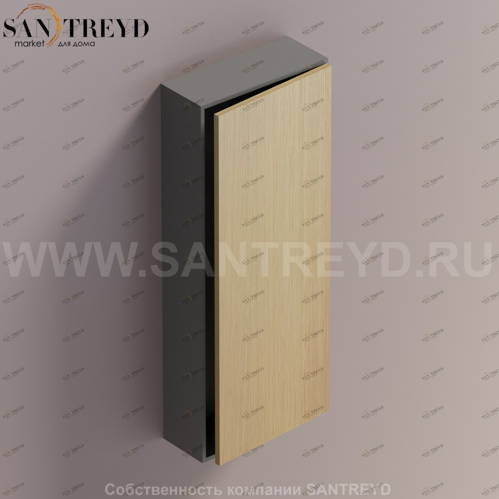 LIFT Модульный шкаф 100 см с правой дверью на доводчиках. Модули могут располагаться горизонтально и вертикально. Отделка: темно-серая краска и натуральный дуб. AMOB053RTLGDX Agape