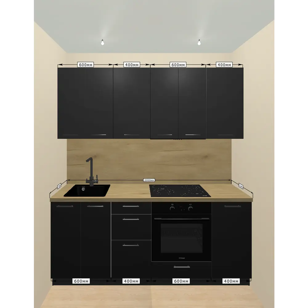 Кухонный гарнитур 200x60 см София цвет серый KONSENSA STLM-2153391 - Вид №1