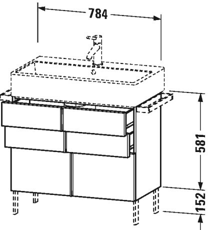 VA658704949 Тумбочка напольная Vero Air #VA6587 784 x 431 мм Графит матовый, декор Duravit - Вид №1