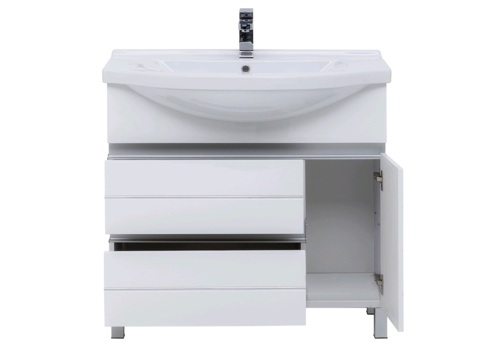 Тумба с раковиной Aquanet Доминика 90 L белый (раковина Эльбрус) 0023840700168865 - Вид №5