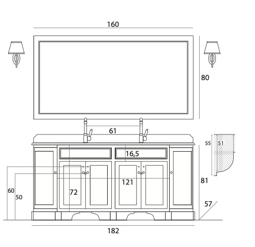 Напольный умывальник с дверцами Gaia Mobili Classic ARCH-00093781 - Вид №10