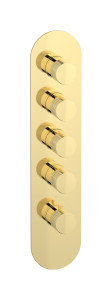 External part of thermostatic 4 ways, round plate, vertical, Vinile handle WE ARE IB eua412iinvn Pale Gold Aqua