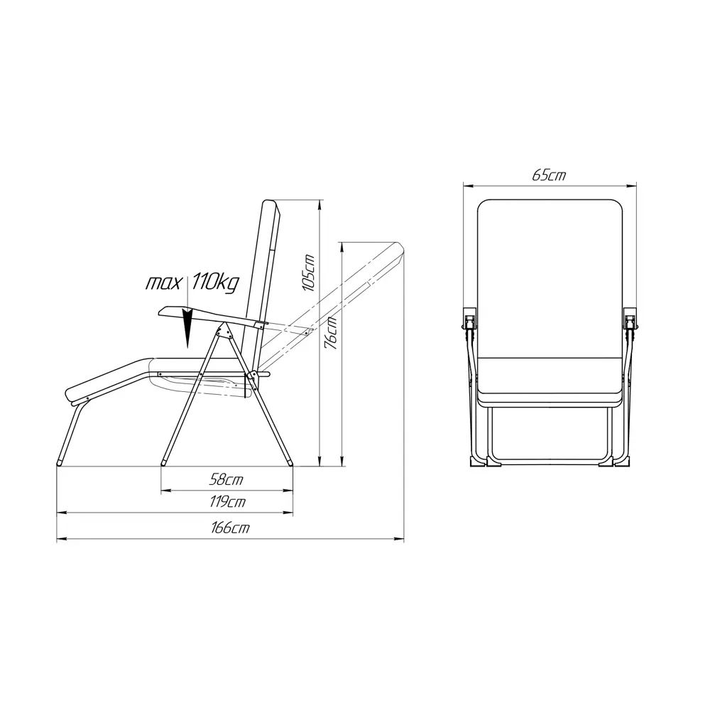 Кресло-шезлонг Naterial Ривьера 119х105х65 см сталь/полиэстер бежевый/коричневый 83612572 STLM-2162610 - Вид №9