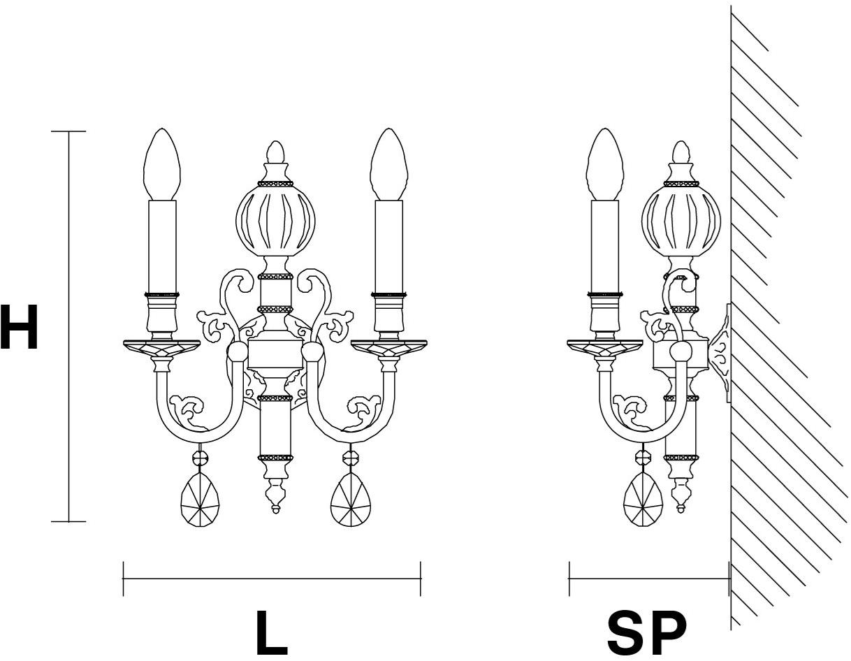 Masiero Бра из латуни с кристаллами накаливания Zaira sun-id-1353137 - Вид №1