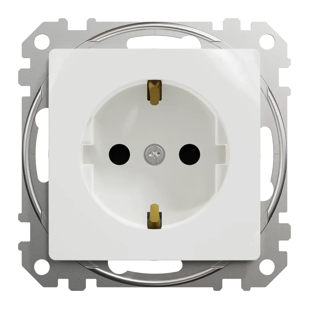 Розетка встраиваемая Systeme Electric Sedna Design с заземлением со шторками цвет белый 84826956 STLM-2023921