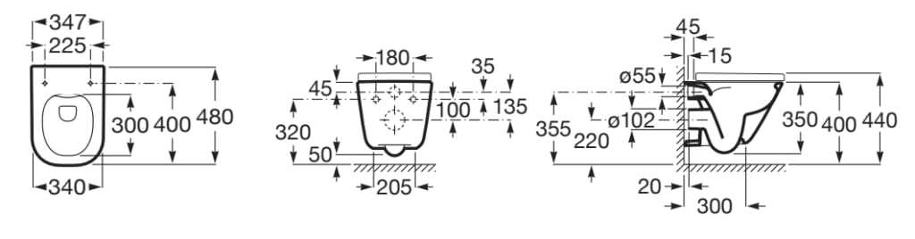 Фарфоровый подвесной туалет без бриды Roca The Gap ARCH-00069417 - Вид №3