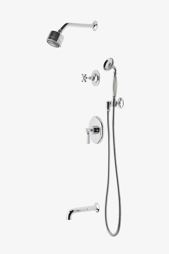 HGSP23 Душевой комплект Highgate с балансировкой давления, душевой лейкой 3 1/4 дюйма, ручным душем, изливом ванны и перекрестной перекрестной рукояткой. Waterworks 