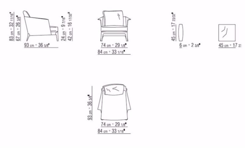 Flexform Кресло из кожи и ткани с подлокотниками Isabel sun-id-1365383 - Вид №3