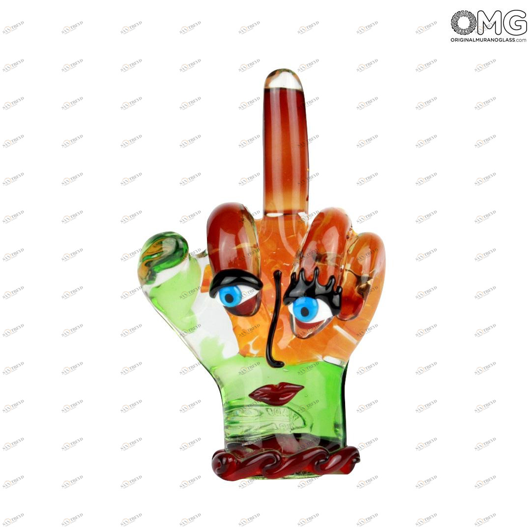 1806 ORIGINALMURANOGLASS Провокацинная скульптура Средний палец - Pop Art - Пикассо - муранское стекло 15 см PICASSO
