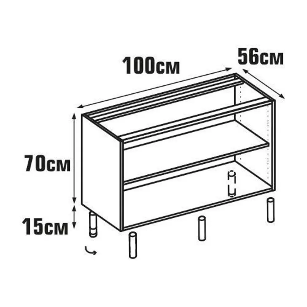 Каркас напольный угловой 100x70x56 см, ЛДСП, цвет белый DELINIA STLM-2207247 - Вид №7