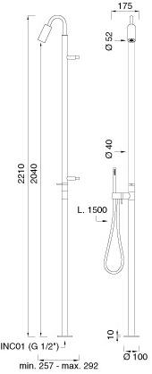 Ceadesign Открытый душ из нержавеющей стали с ручным душем Gradi - docce da esterni Gra 26 - Вид №2