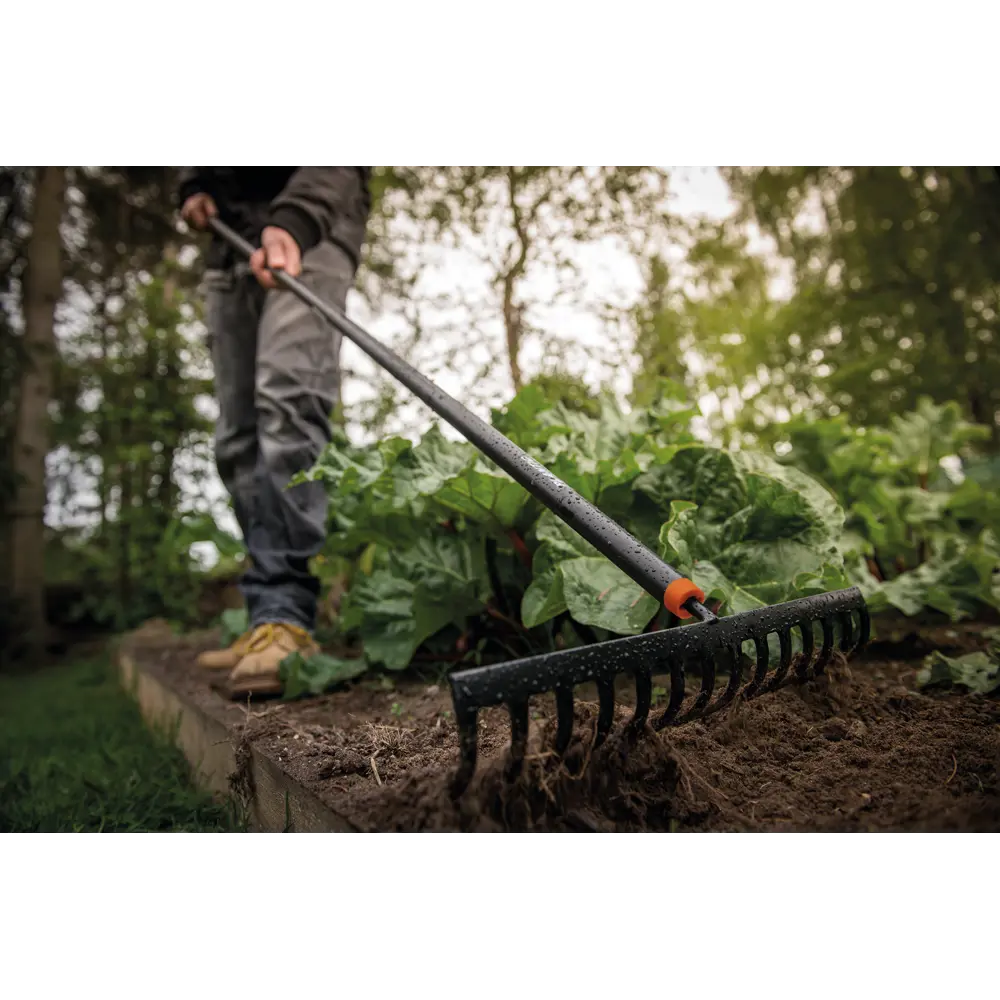 Грабли садовые Plantic с 14 стальными зубьями и черенком 89359948 STLM-0962089 - Вид №1