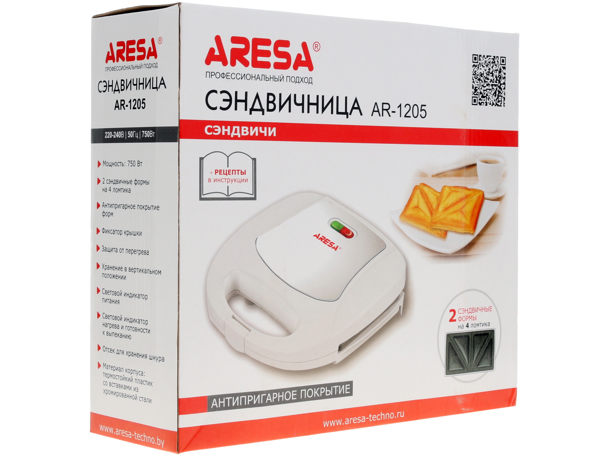 1085229 Сэндвичница Aresa AR-1205 белый STDN-0144936 - Вид №5