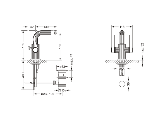 Смеситель для биде на одно отверстие ½“ JOERGER Cronos 637.10.105.000 - Вид №1